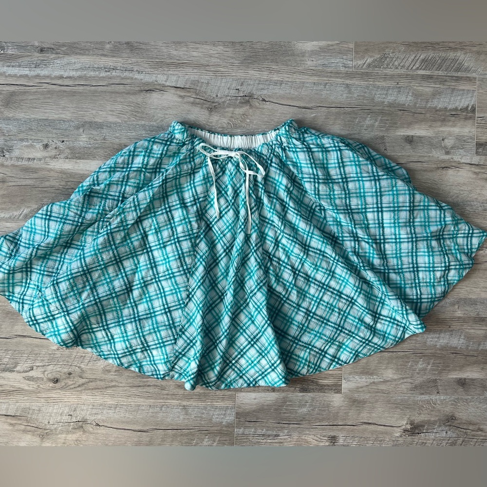 NWT Anthropologie Maeve Drawstring Turquoise A-Line Cotton Midi Skirt Size Small